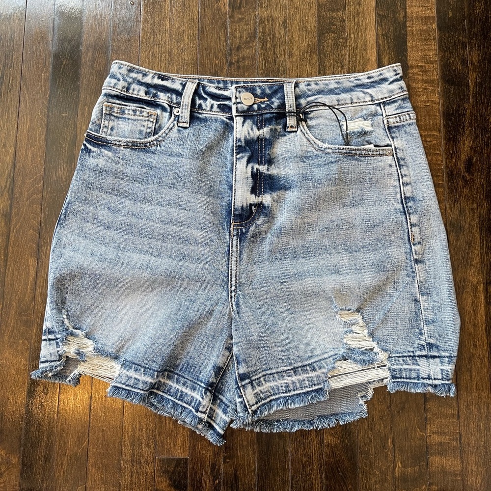 Ceros Super High Waisted Acid Wash Jean Shorts - 29